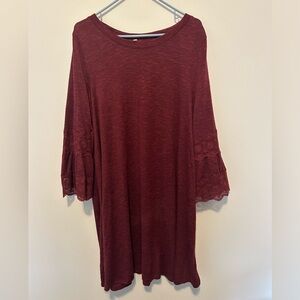Maurices Maroon Long Sleeve Dress